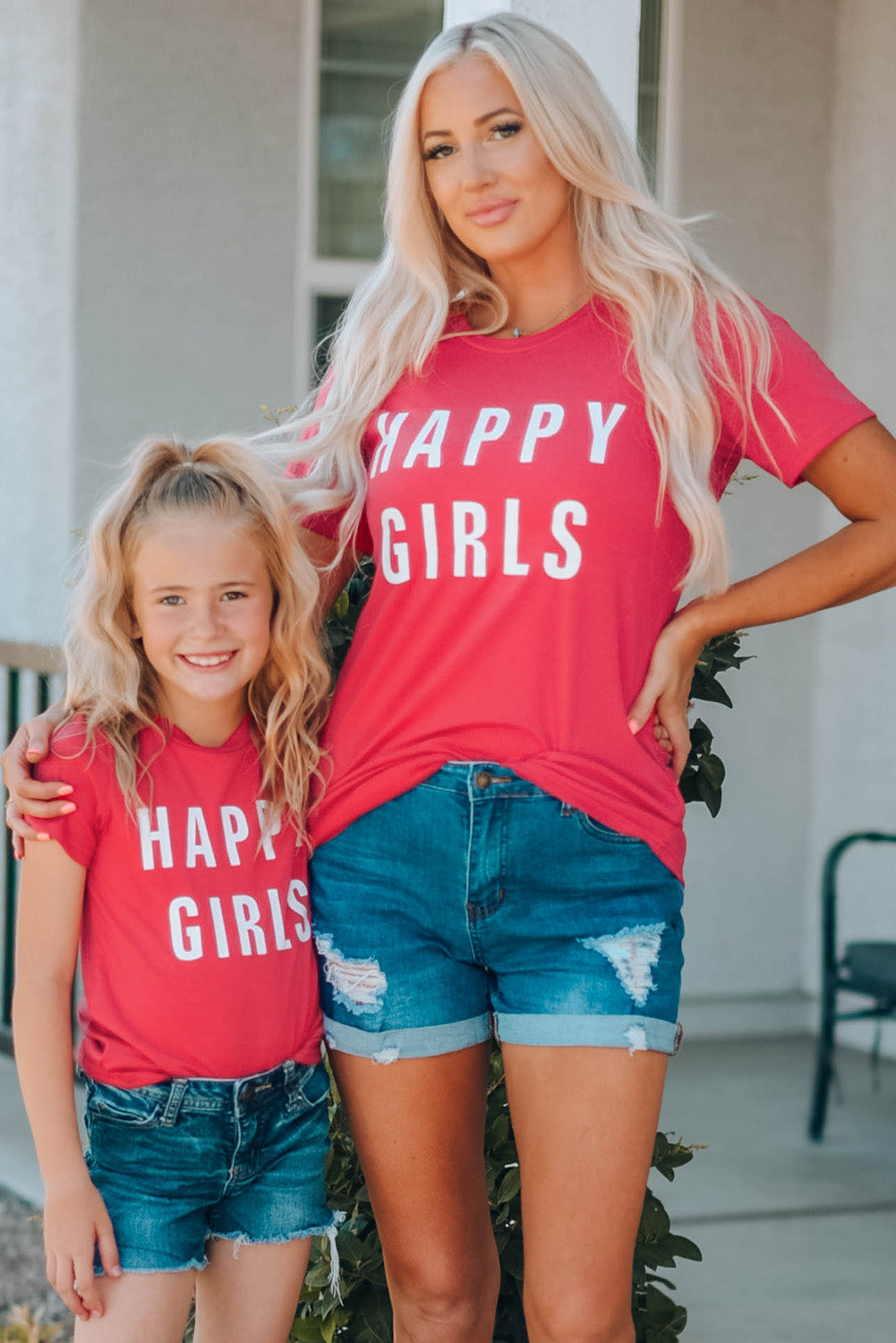 HAPPY Girls Letter Graphic Short Sleeve T-Shirt