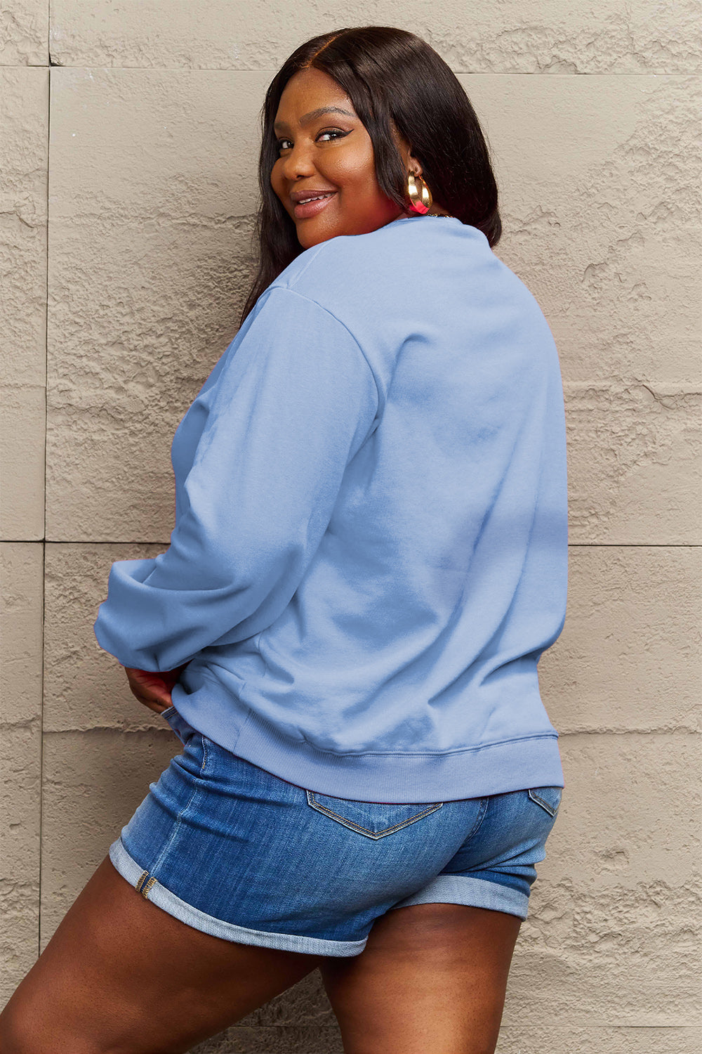 PERFECTLY Imperfect Simply Love Full Size Graphic Round Neck Sweatshirt
