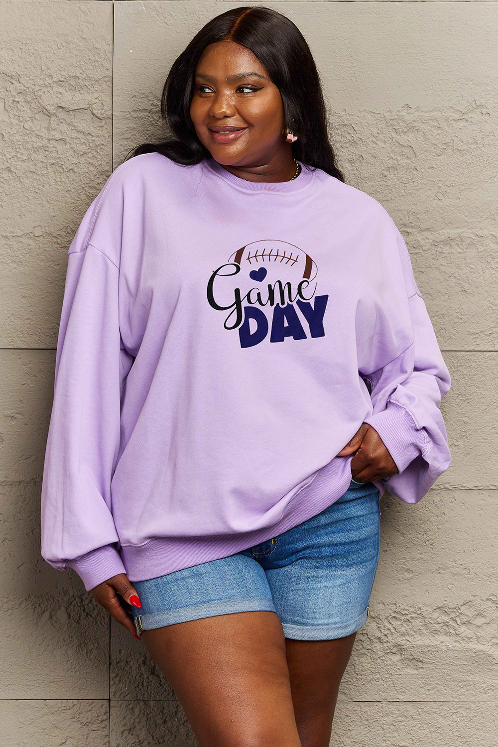 Game Day Simply Love Full Size Drop Shoulder Graphic Sweatshirt