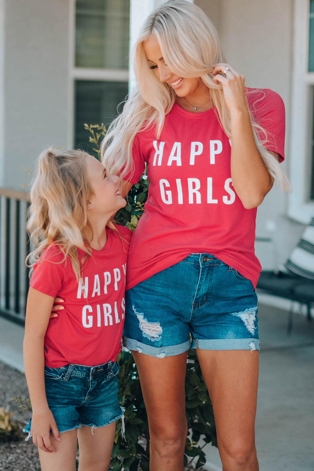 HAPPY Girls Letter Graphic Short Sleeve T-Shirt