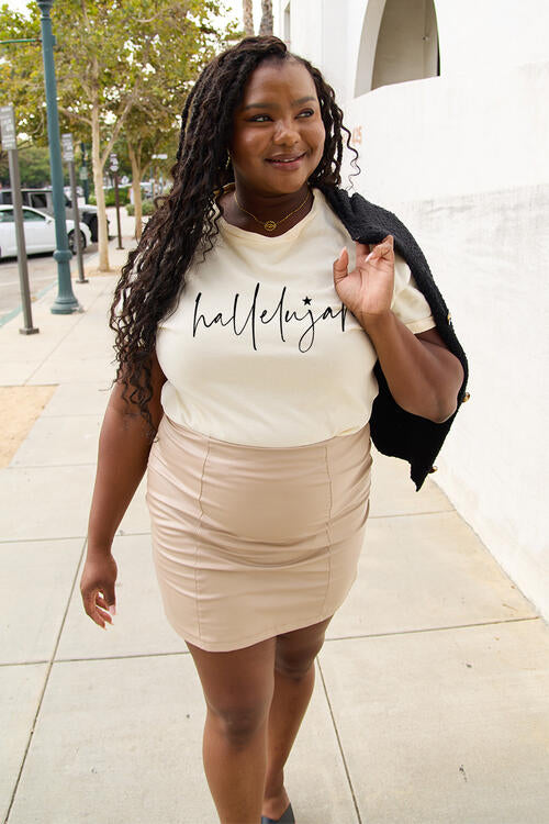Simply Love Full Size Letter HALLELUJAH Graphic Short Sleeve T-Shirt