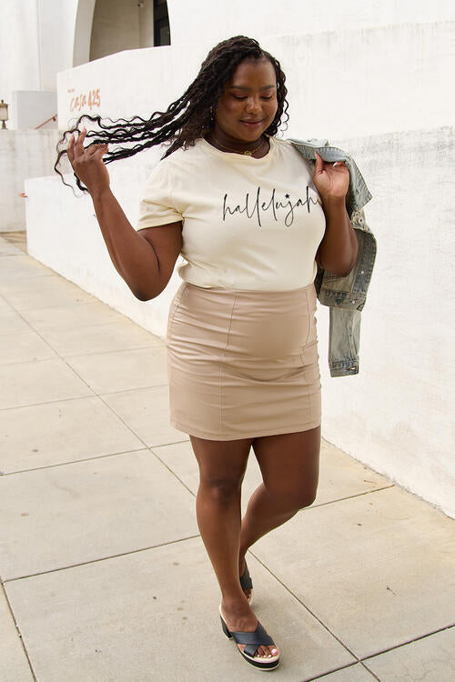 Simply Love Full Size Letter HALLELUJAH Graphic Short Sleeve T-Shirt