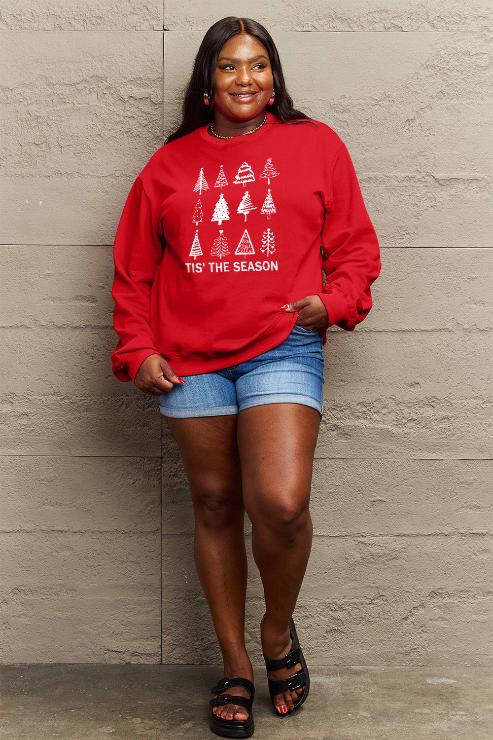 'TIS THE SEASON Simply Love Full Size Christmas Tree Graphic Sweatshirt