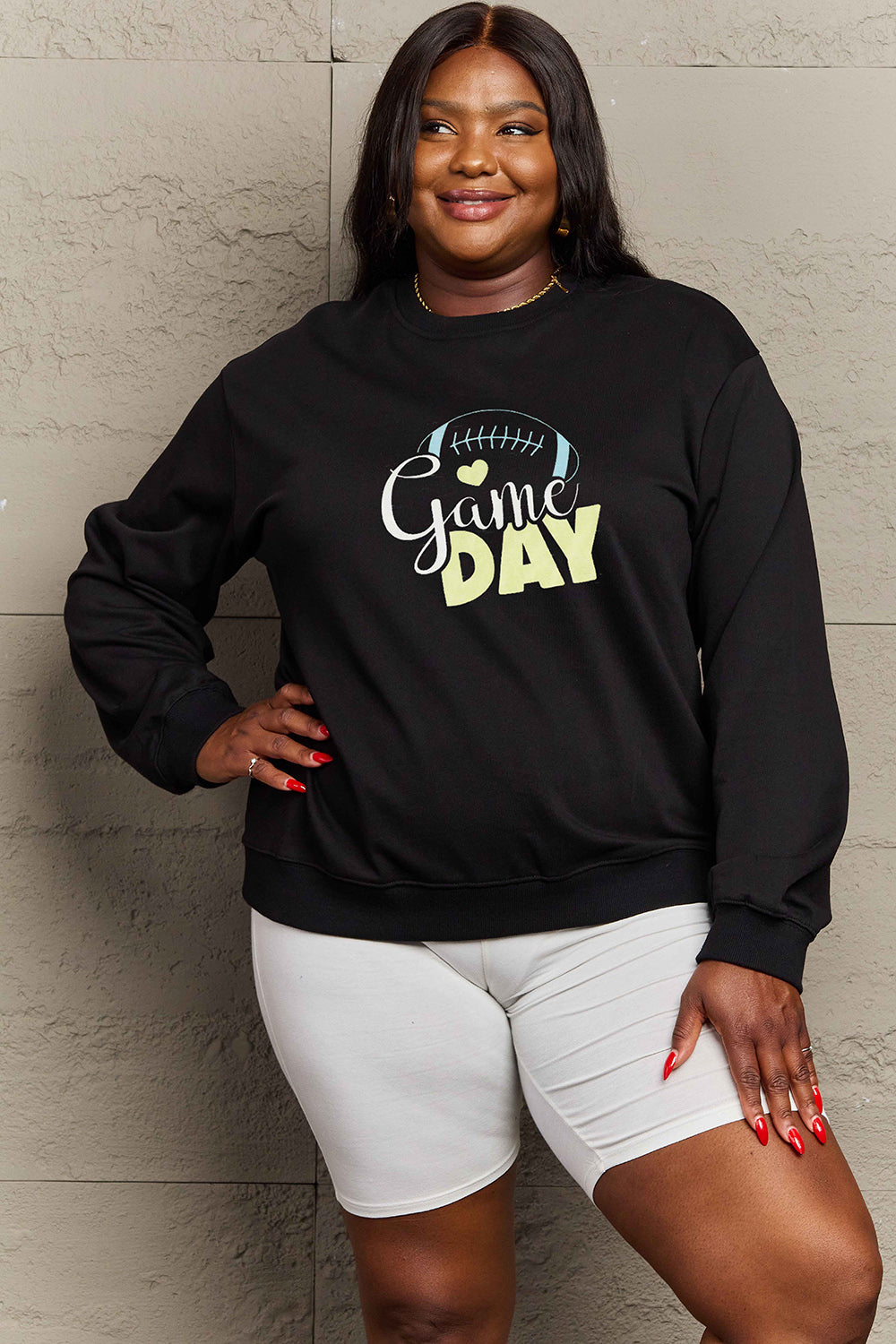 Game Day Simply Love Full Size Drop Shoulder Graphic Sweatshirt