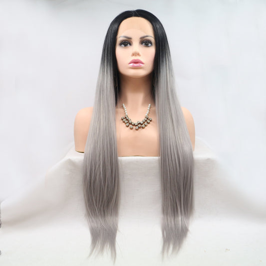 SHOMI 13*3" Lace Front Wigs Synthetic Long Straight 24" 130% Density