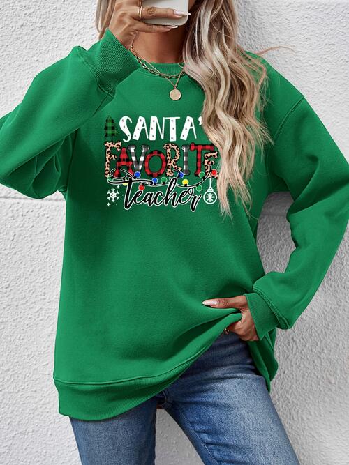 Santa’s Favorite Teacher Letter Graphic Sweatshirt