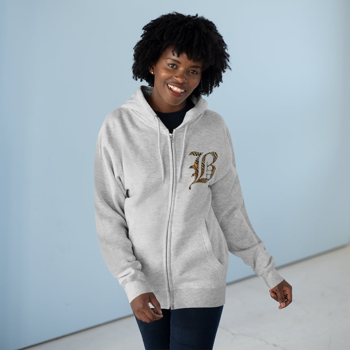 Bardstown Tiger Striped "B" Unisex Premium Full Zip Hoodie