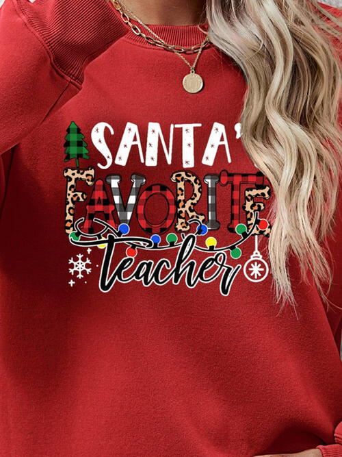 Santa’s Favorite Teacher Letter Graphic Sweatshirt