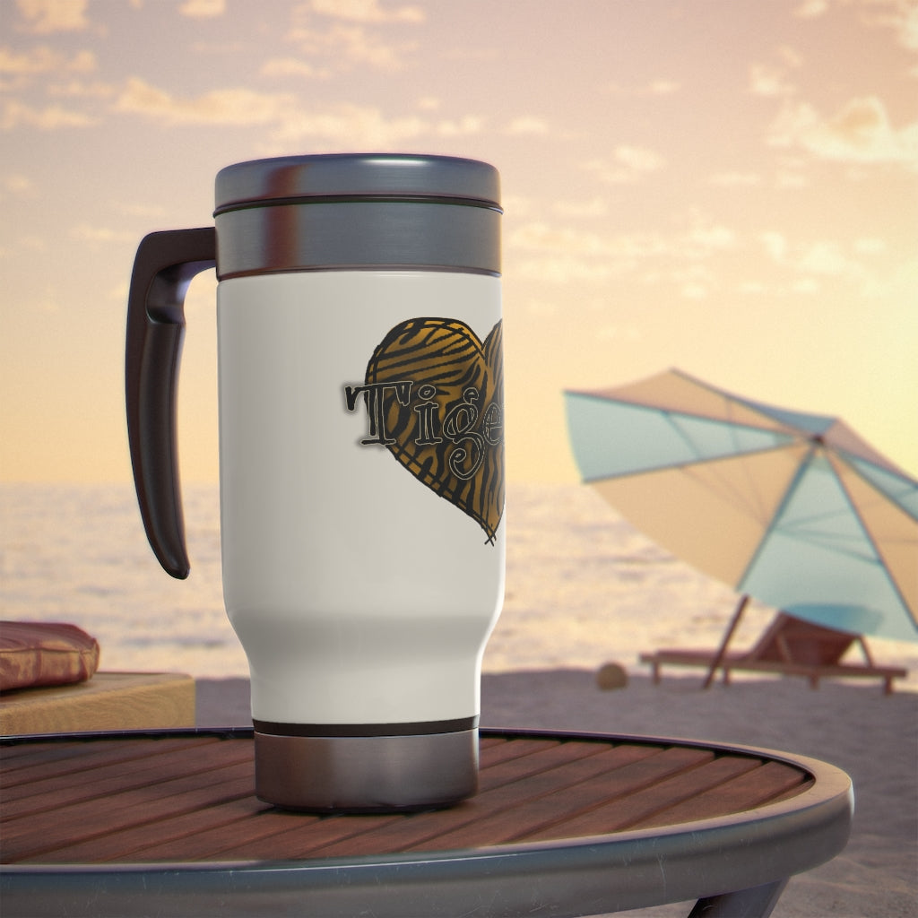 Tigers Stainless Steel Travel Mug with Handle, 14oz