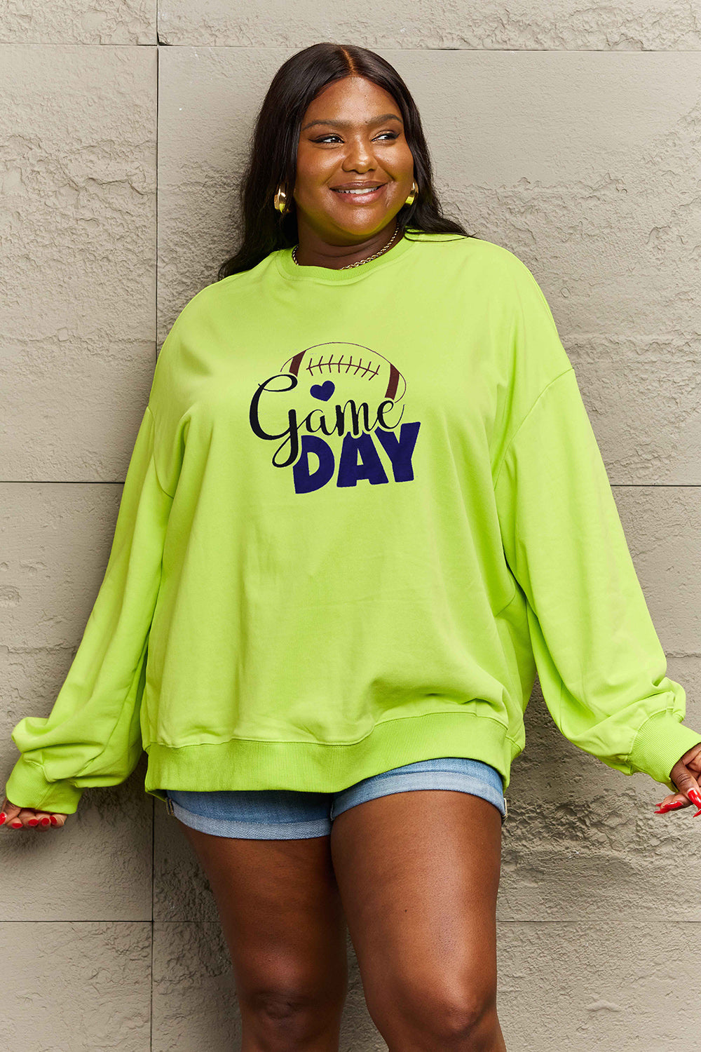 Game Day Simply Love Full Size Drop Shoulder Graphic Sweatshirt