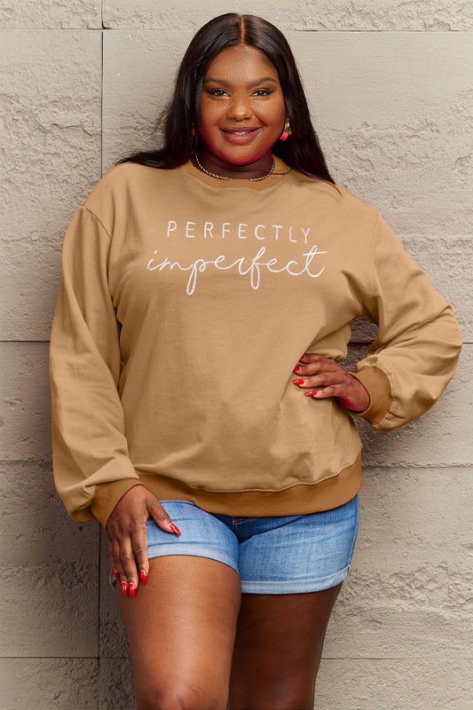 PERFECTLY Imperfect Simply Love Full Size Graphic Round Neck Sweatshirt