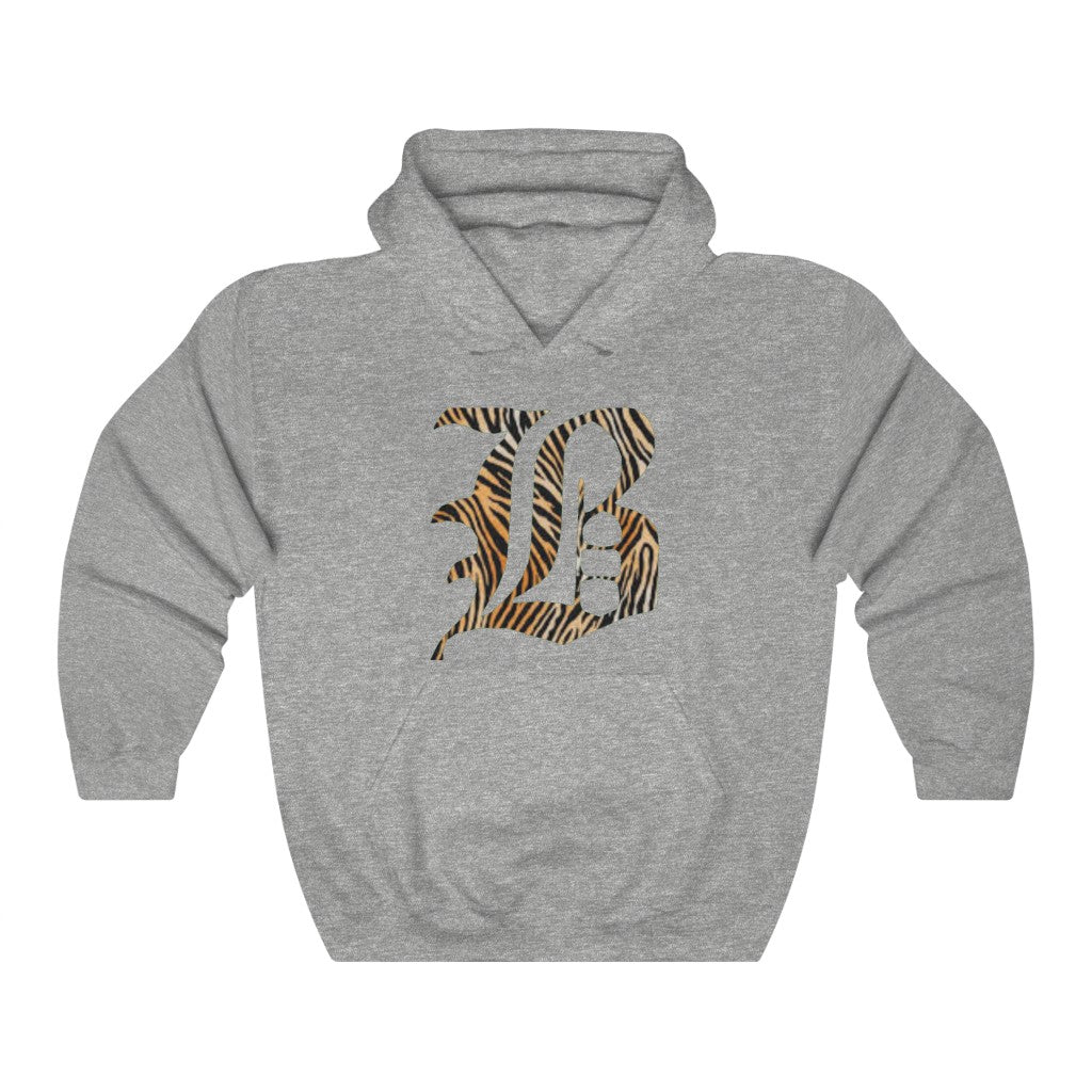 Unisex Hooded "B" with Tiger pattern Sweatshirt