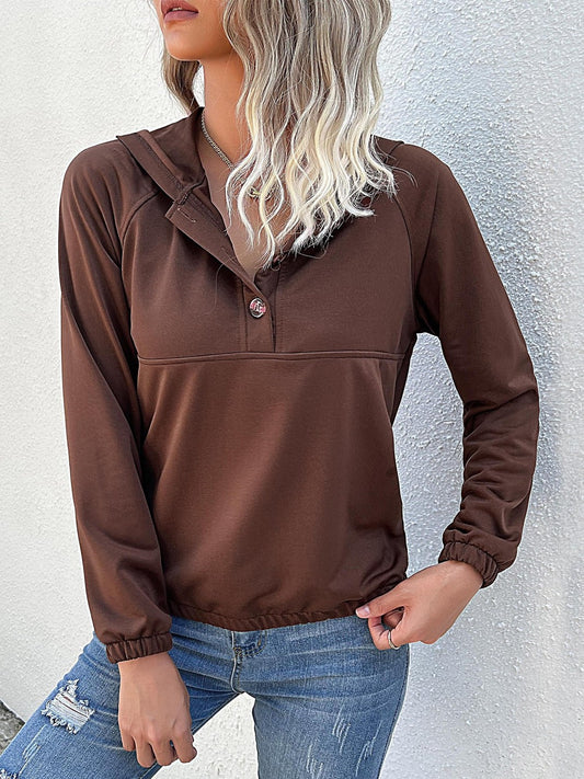 Half-Button Raglan Sleeve Hoodie