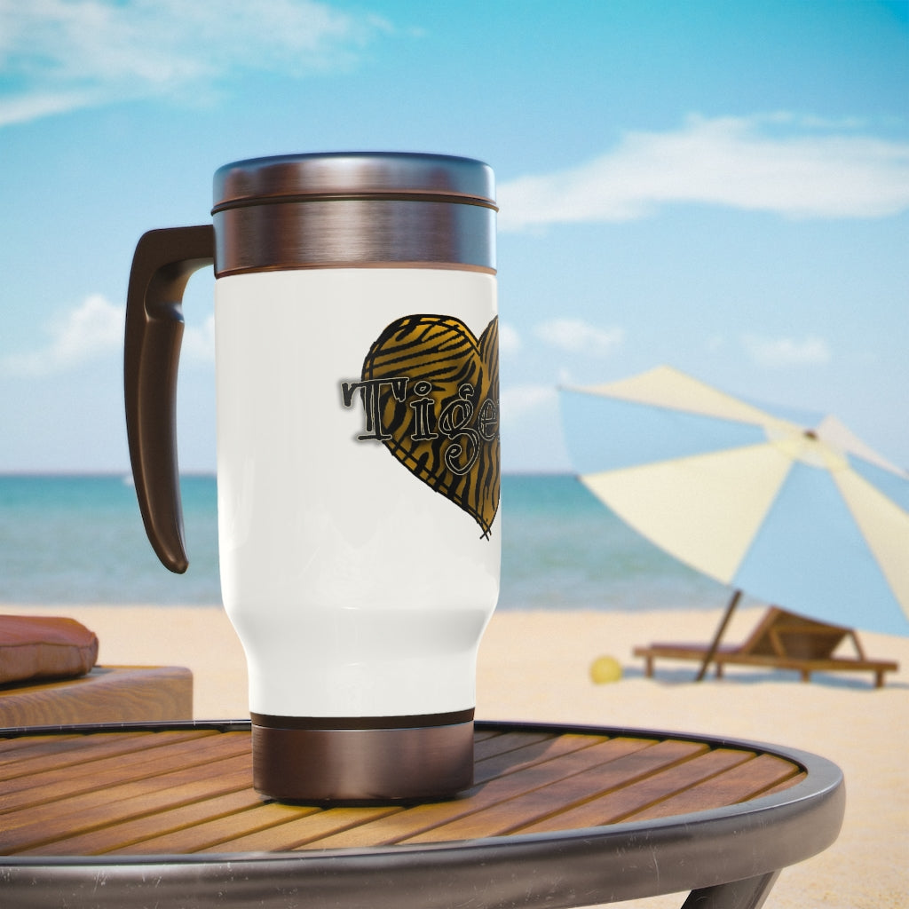 Tigers Stainless Steel Travel Mug with Handle, 14oz