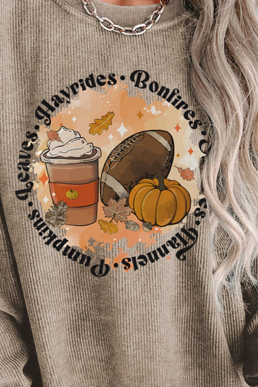 Football • Pumkins • Lattes Graphic Dropped Shoulder Sweatshirt