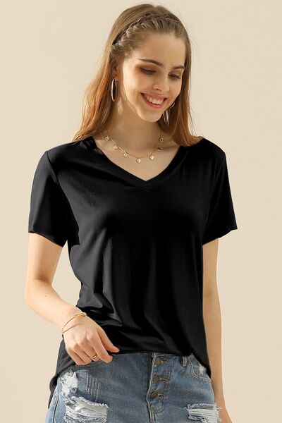 Ninexis Full Size V-Neck Short Sleeve T-Shirt