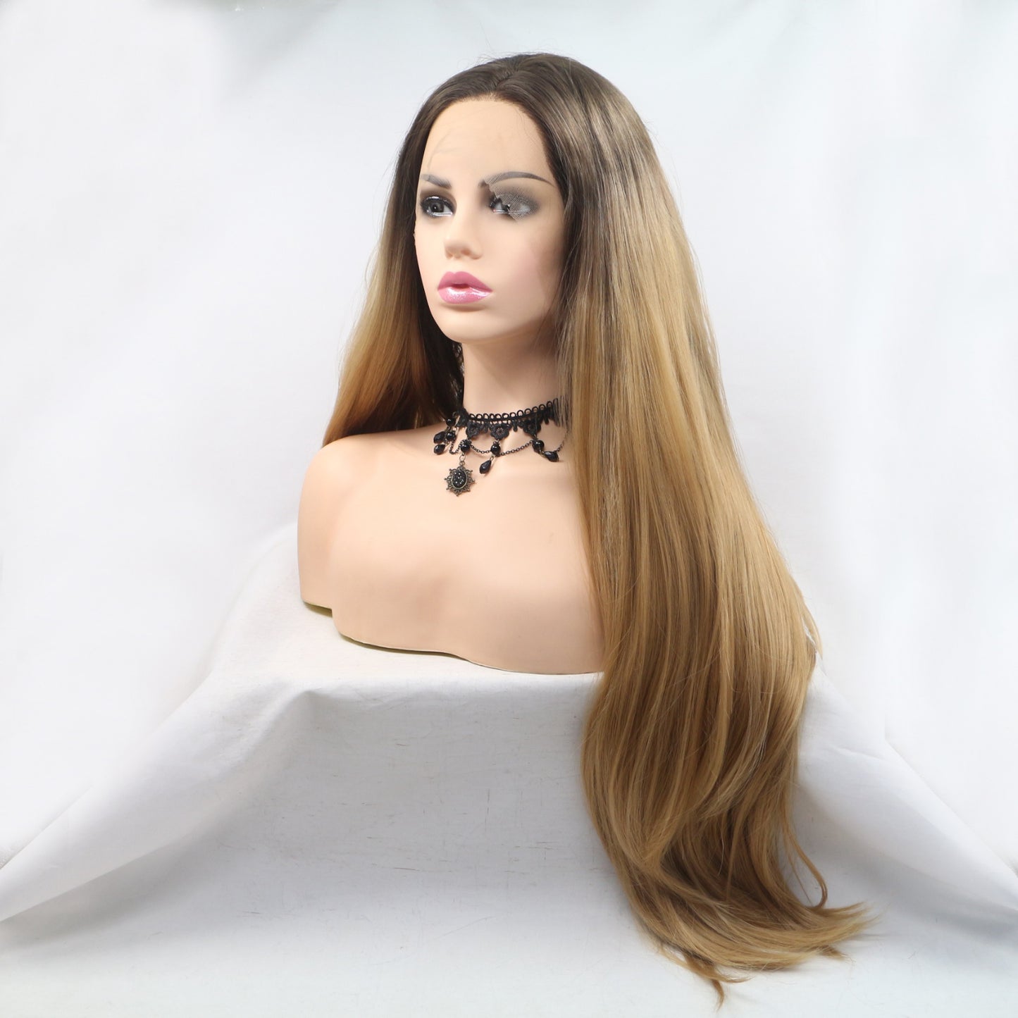 SHOMI 13*3" Lace Front Wigs Synthetic Long Straight 24" 130% Density