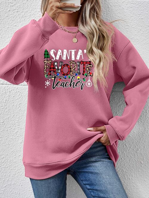 Santa’s Favorite Teacher Letter Graphic Sweatshirt