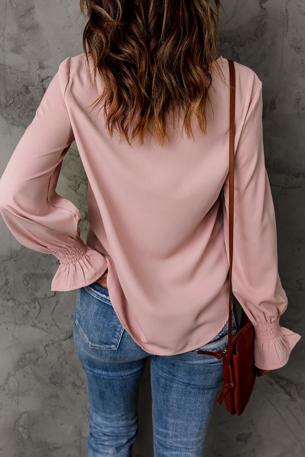 Round Neck Flounce Sleeve Top