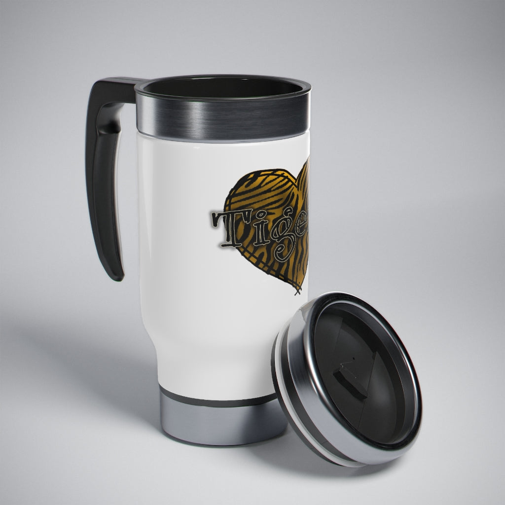 Tigers Stainless Steel Travel Mug with Handle, 14oz