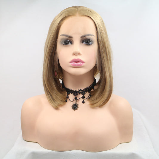 SHOMI 13*3" Lace Front Wigs Synthetic Mid-length Straight 12" 130% Density