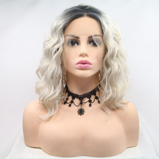 SHOMI 13*3" Lace Front Wigs Synthetic Mid-length Wavy 12" 130% Density