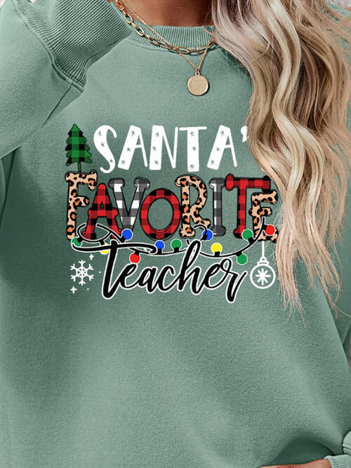 Santa’s Favorite Teacher Letter Graphic Sweatshirt