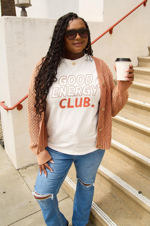 Simply Love Full Size GOOD ENERGY CLUB Short Sleeve T-Shirt