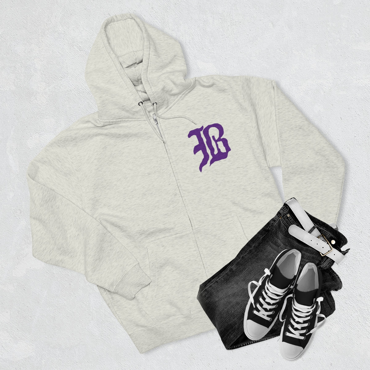 Bardstown "B" with Tiger Unisex Premium Full Zip Hoodie