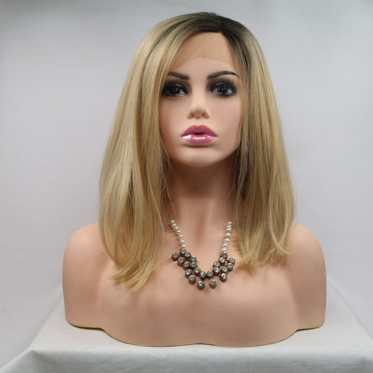 SHOMI 13*3" Lace Front Wigs Synthetic Mid-length Straight 12" 130% Density