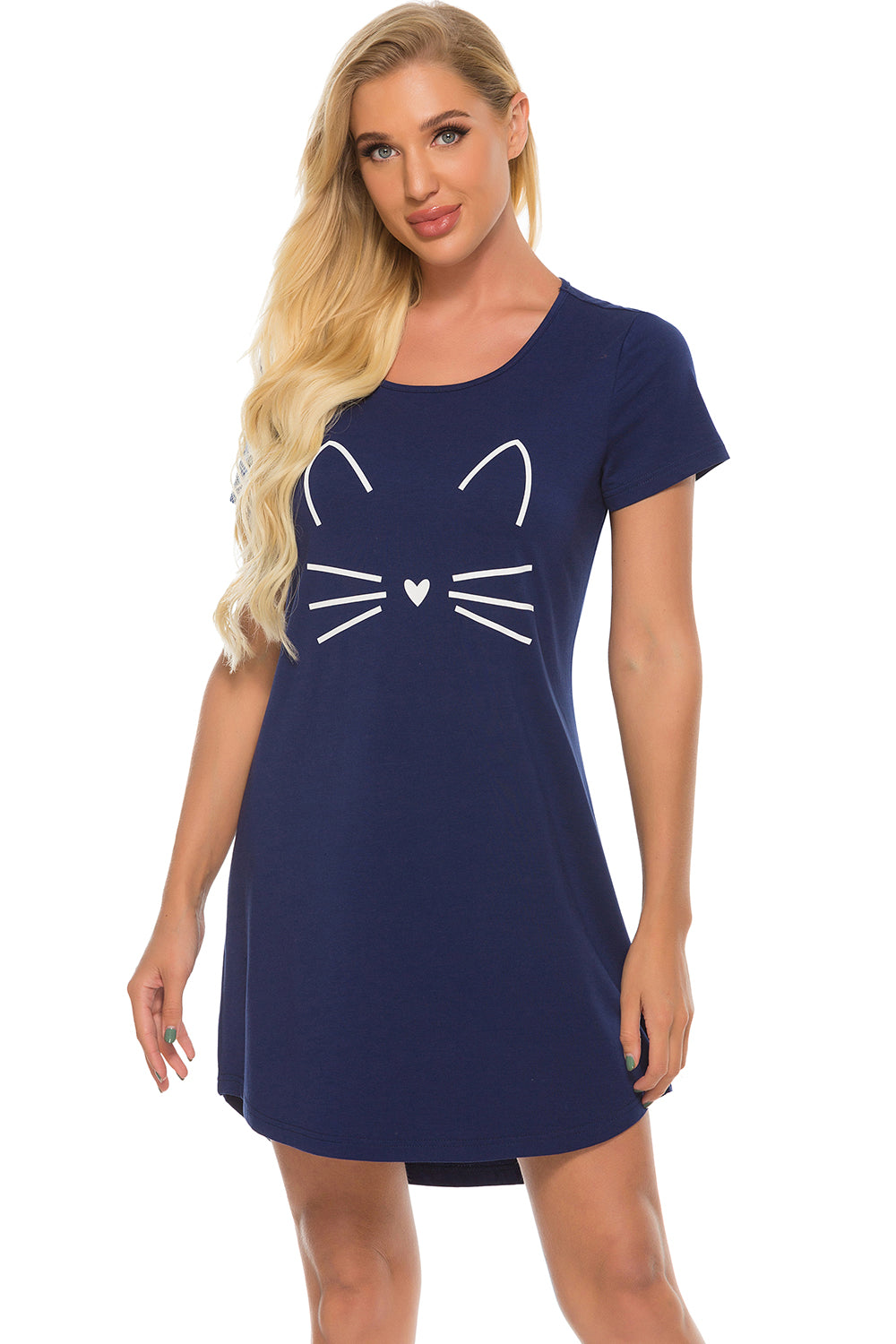 I'M FINE Graphic Round Neck Short Sleeve Lounge Dress
