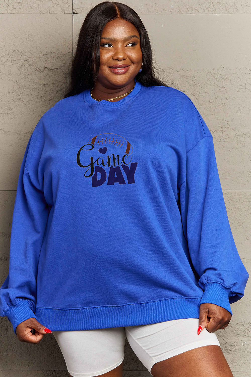 Game Day Simply Love Full Size Drop Shoulder Graphic Sweatshirt