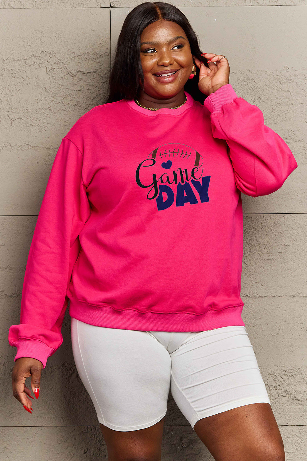 Game Day Simply Love Full Size Drop Shoulder Graphic Sweatshirt