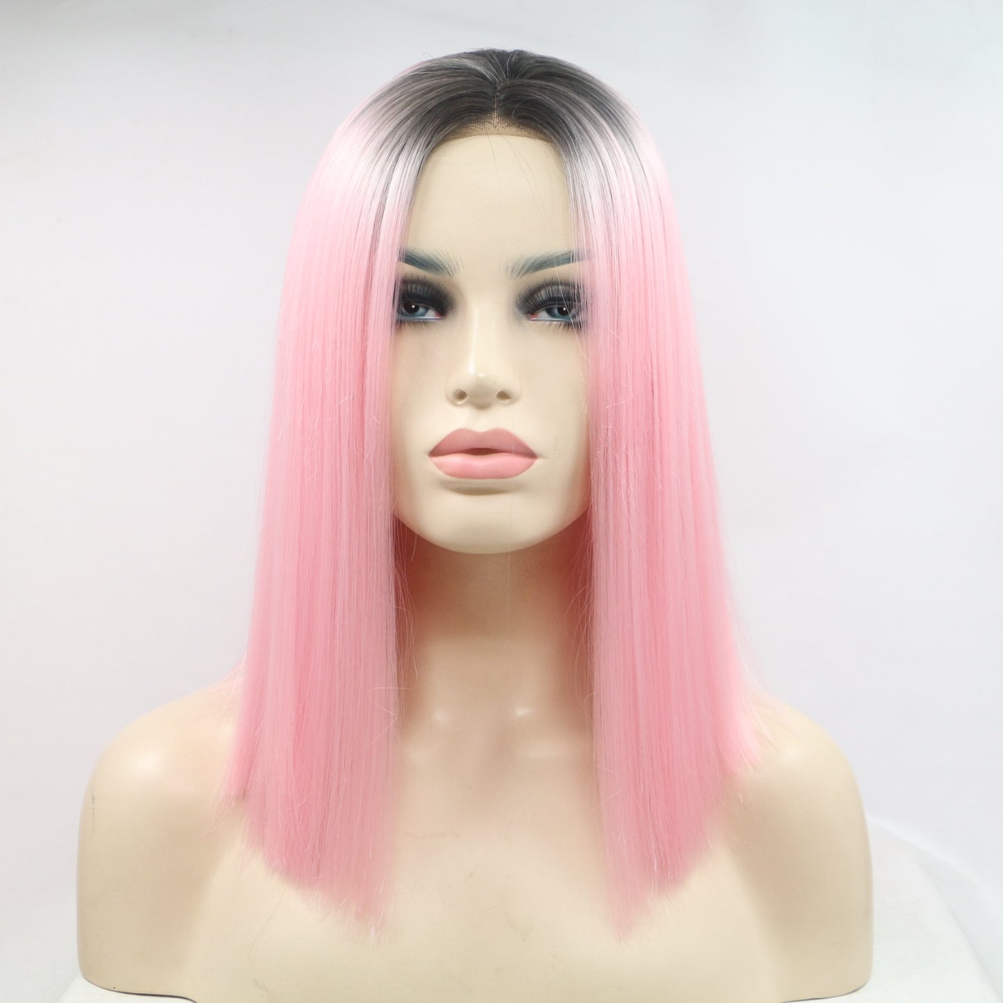 SHOMI 13*3" Lace Front Wigs Synthetic Mid-length Straight 12" 130% Density
