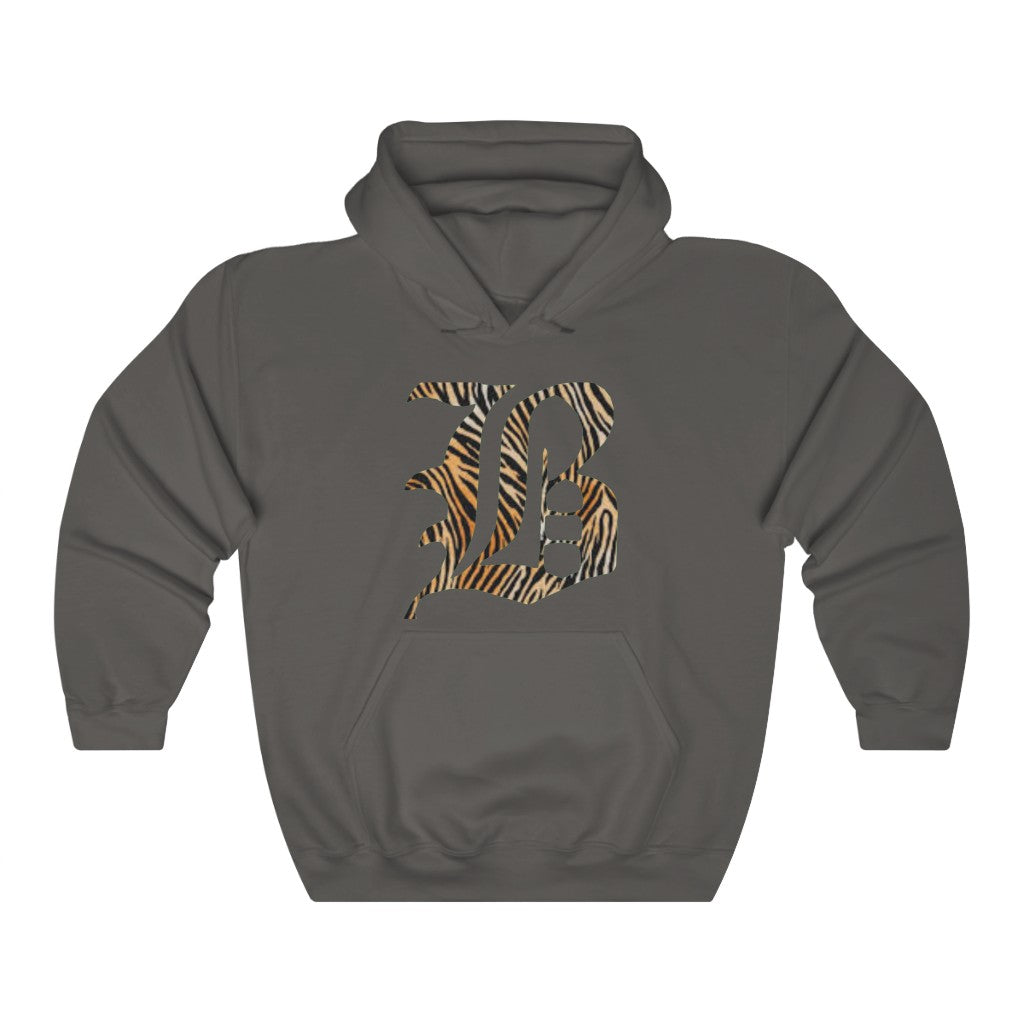 Unisex Hooded "B" with Tiger pattern Sweatshirt