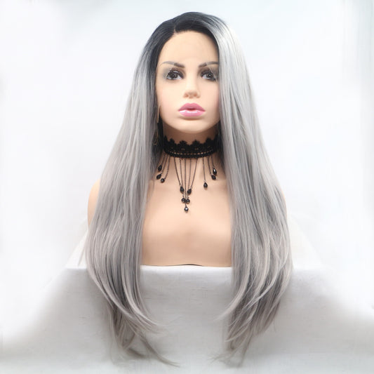 SHOMI 13*3" Lace Front Wigs Synthetic Long Straight 24" 130% Density