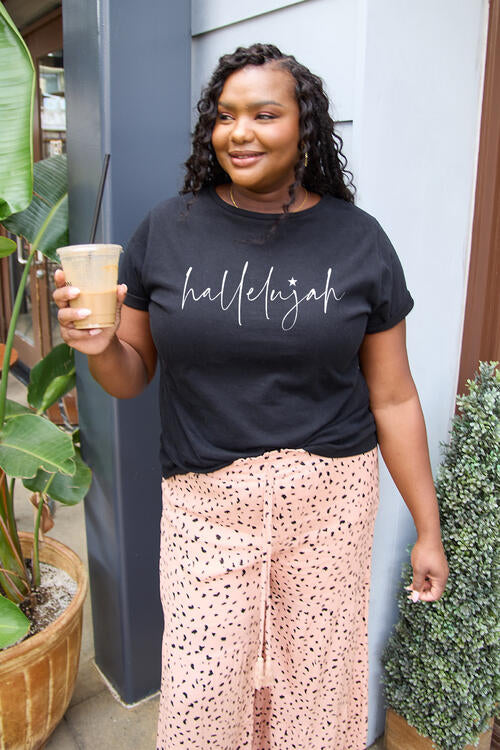 Simply Love Full Size Letter HALLELUJAH Graphic Short Sleeve T-Shirt