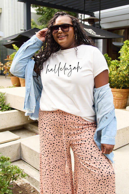 Simply Love Full Size Letter HALLELUJAH Graphic Short Sleeve T-Shirt