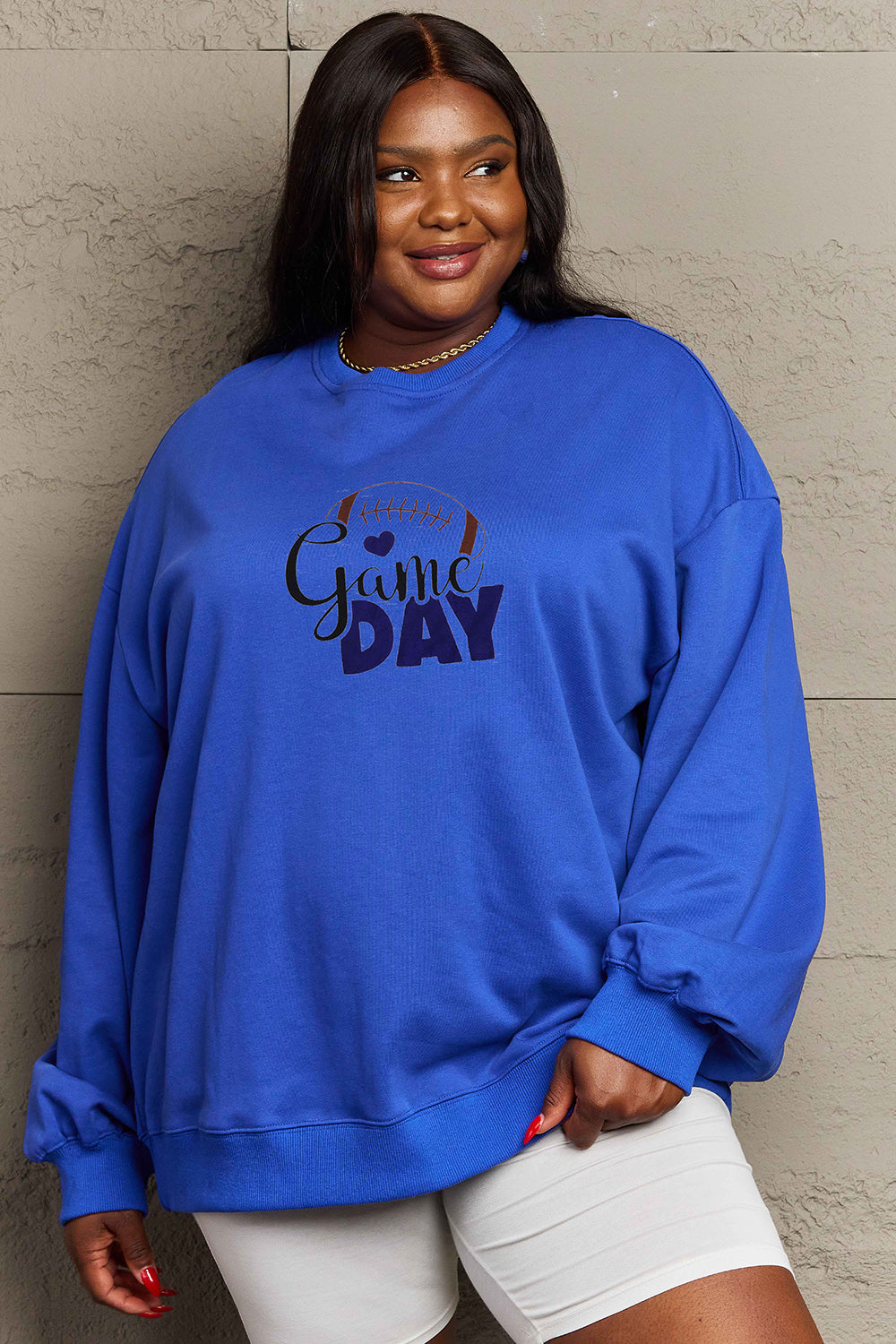Game Day Simply Love Full Size Drop Shoulder Graphic Sweatshirt