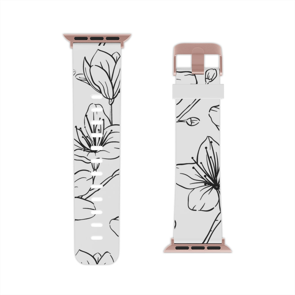 Black & White Floral Watch Band for Apple Watch