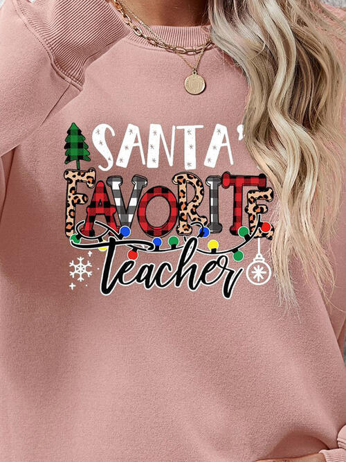 Santa’s Favorite Teacher Letter Graphic Sweatshirt