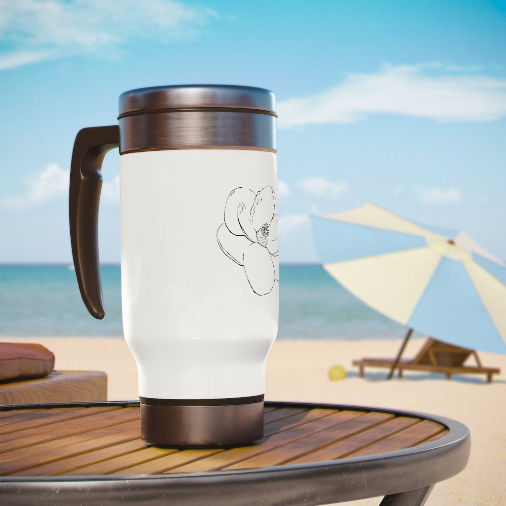 Magnolia Stainless Steel Travel Mug with Handle, 14oz