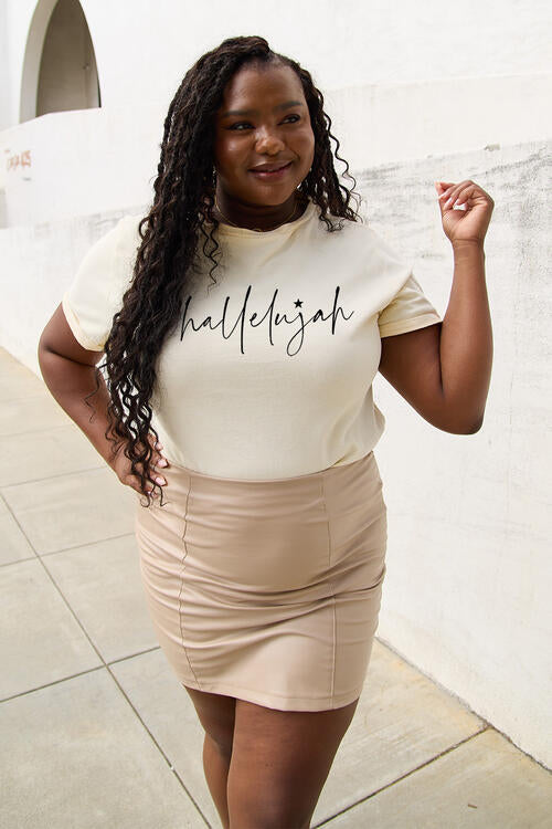 Simply Love Full Size Letter HALLELUJAH Graphic Short Sleeve T-Shirt