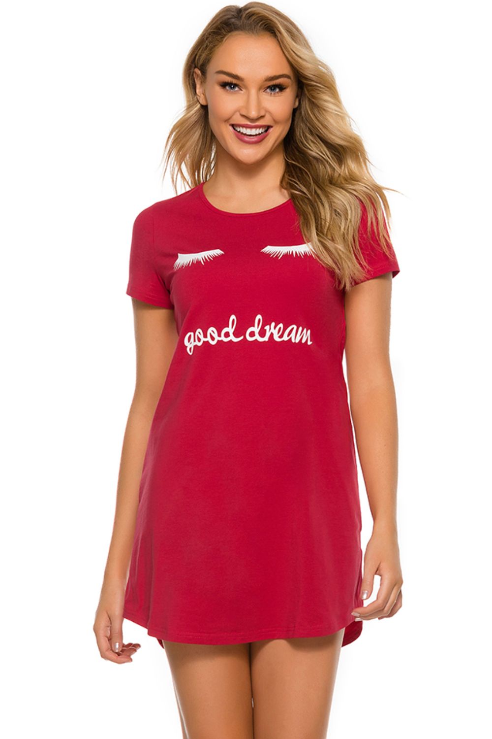 I'M FINE Graphic Round Neck Short Sleeve Lounge Dress