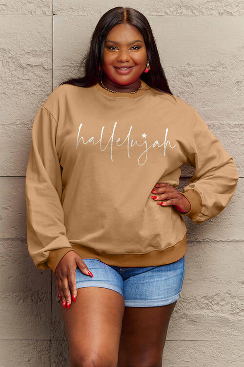 Hallelujah Simply Love Full Size Letter Graphic Long Sleeve Sweatshirt