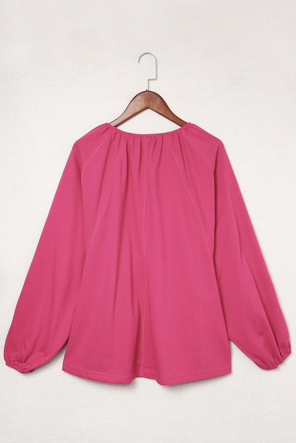 Notched Neck Balloon Sleeve Blouse