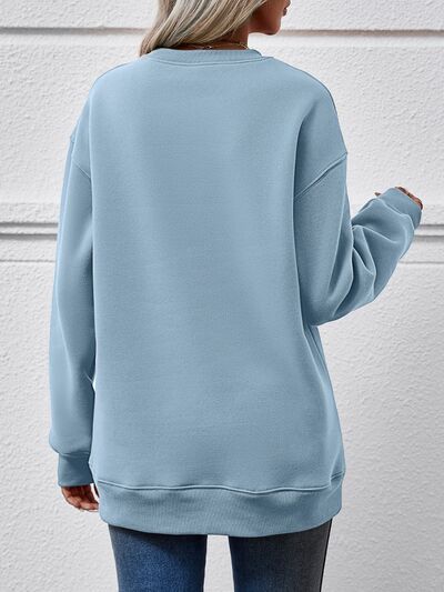 AMERICA Round Neck Dropped Shoulder Sweatshirt