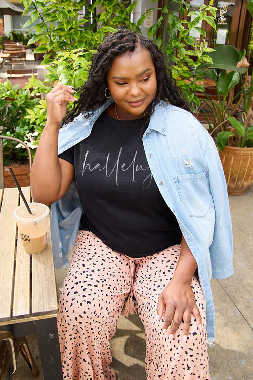 Simply Love Full Size Letter HALLELUJAH Graphic Short Sleeve T-Shirt