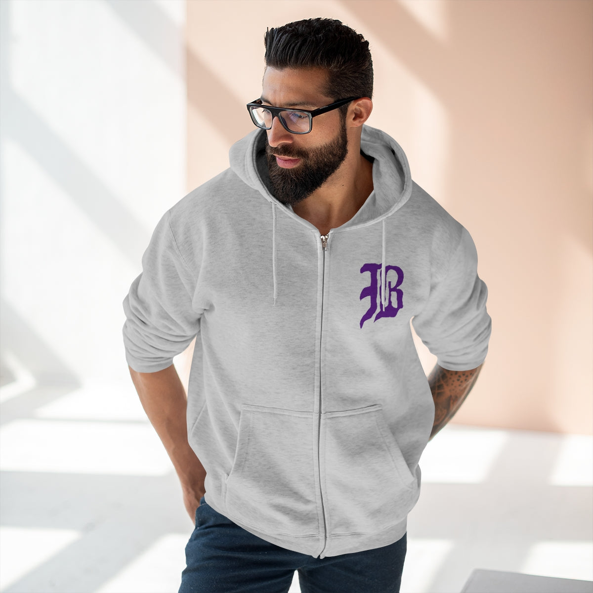 Bardstown "B" with Tiger Unisex Premium Full Zip Hoodie