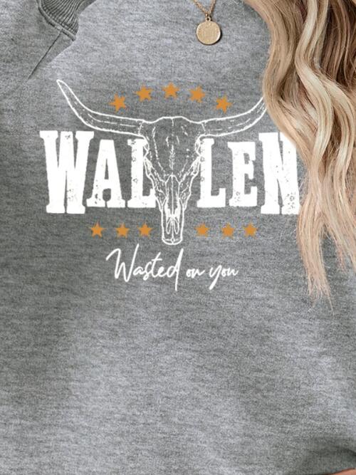 Wallen Wasted On You Graphic Round Neck Dropped Shoulder Sweatshirt